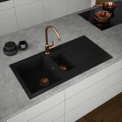 ELLSI COMITE BLACK 1.5 BOWL & DRAINER SINK, PDT-000061 ELLSI COMITE BLACK 1.5 BOWL & DRAINER SINK, PDT-000061